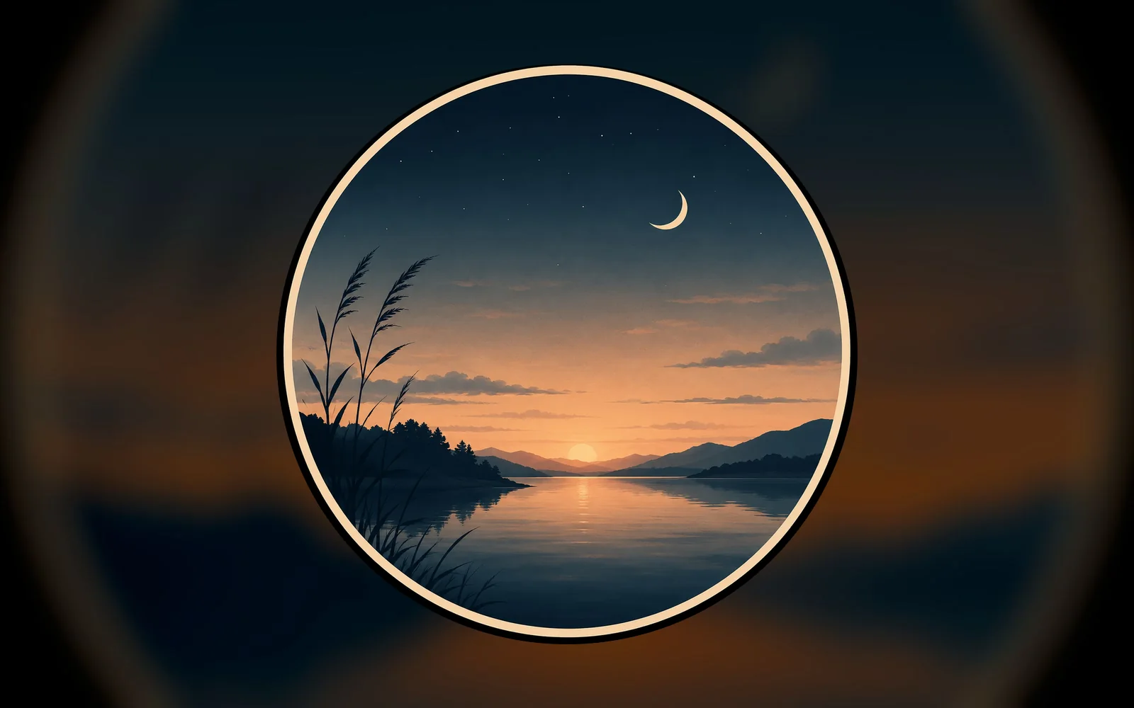 Places to Drift channel artwork showing a twilight sky reflected over a lake