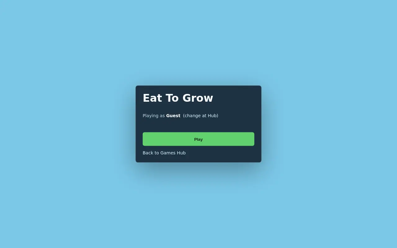 Eat To Grow voxel city game opening screen